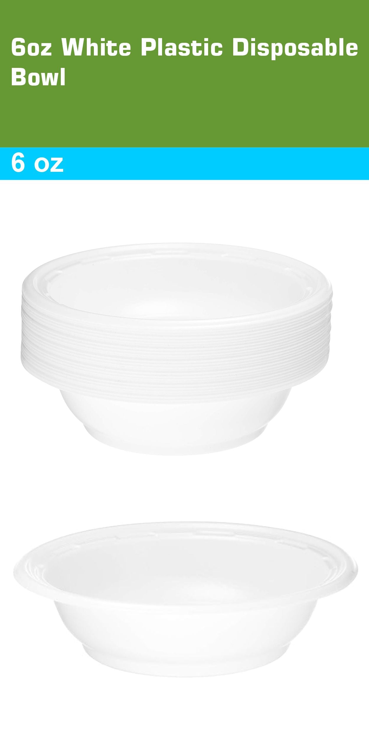 White Plastic High Impact Disposable Plastic Bowl (6oz,12oz)