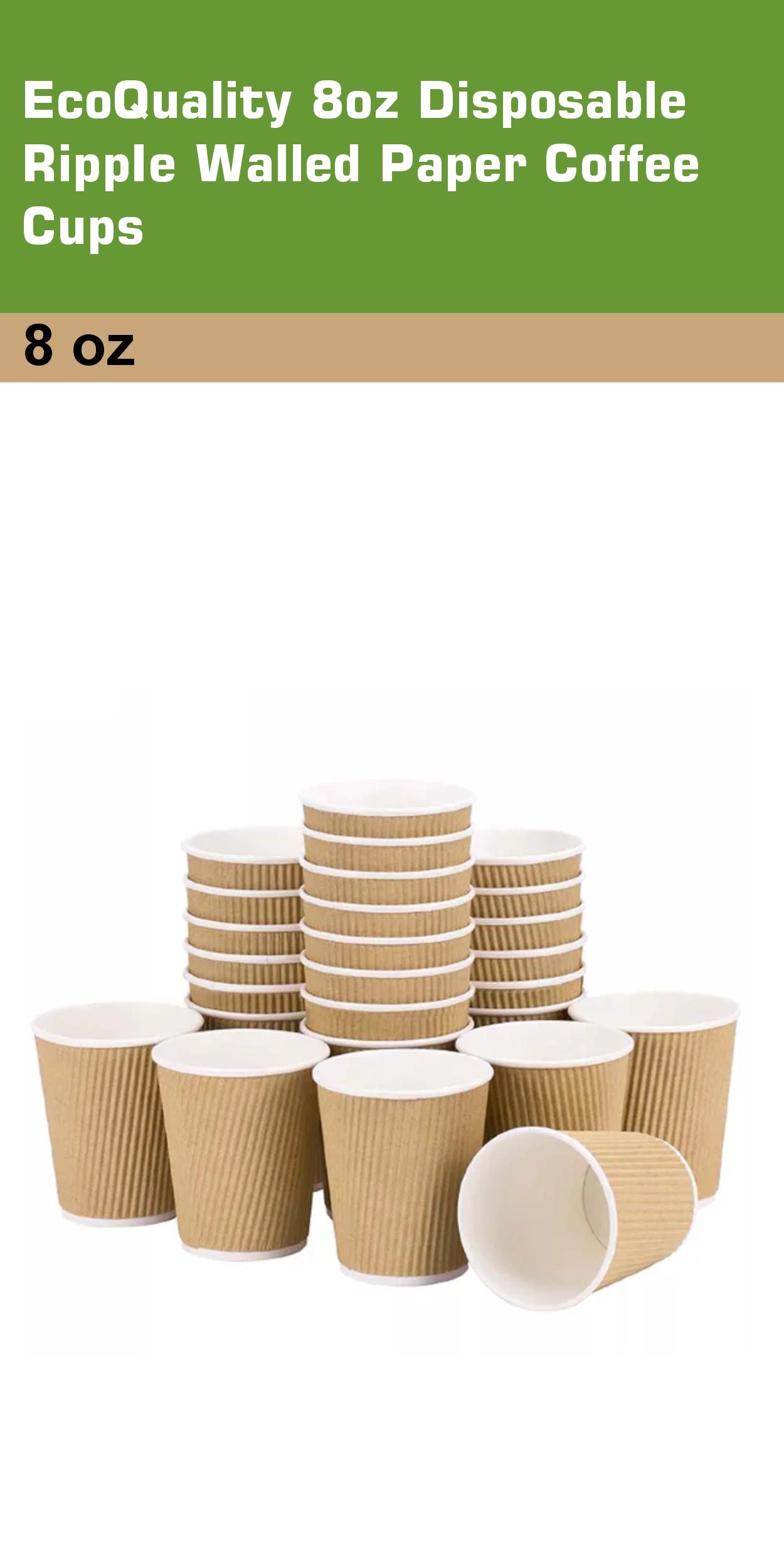 8oz Disposable Insulated Double Wall Ripple Paper Hot Cold Coffee Cup