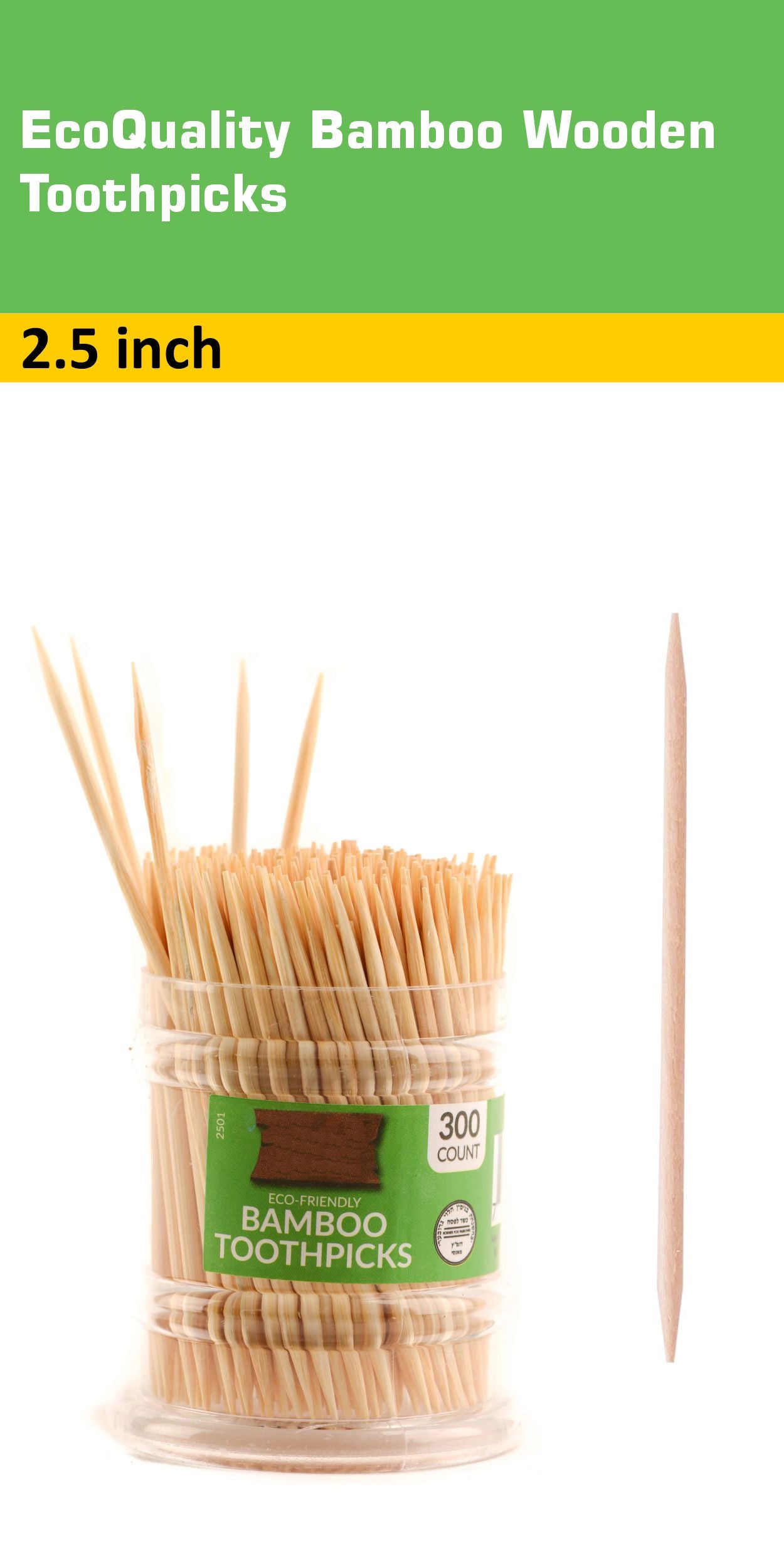 Bamboo Wooden Toothpicks In Clear Plastic Storage Box | Sturdy Safe Double Sided Party, Appetizer, Olive, Barbecue, Fruit, Teeth Cleaning Toothpicks