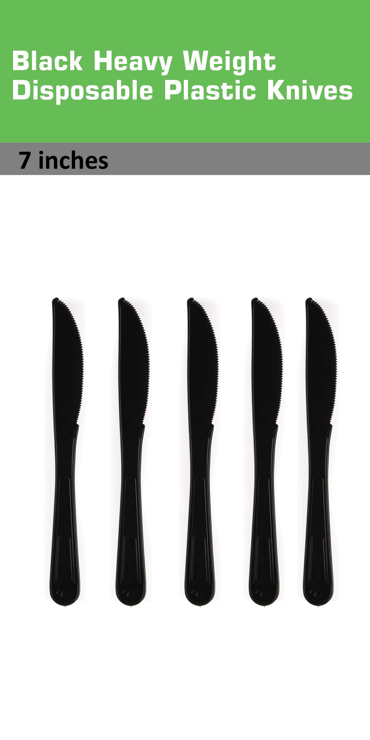 Disposable Plastic Heavy Weight Knives Black/White Unwrapped
