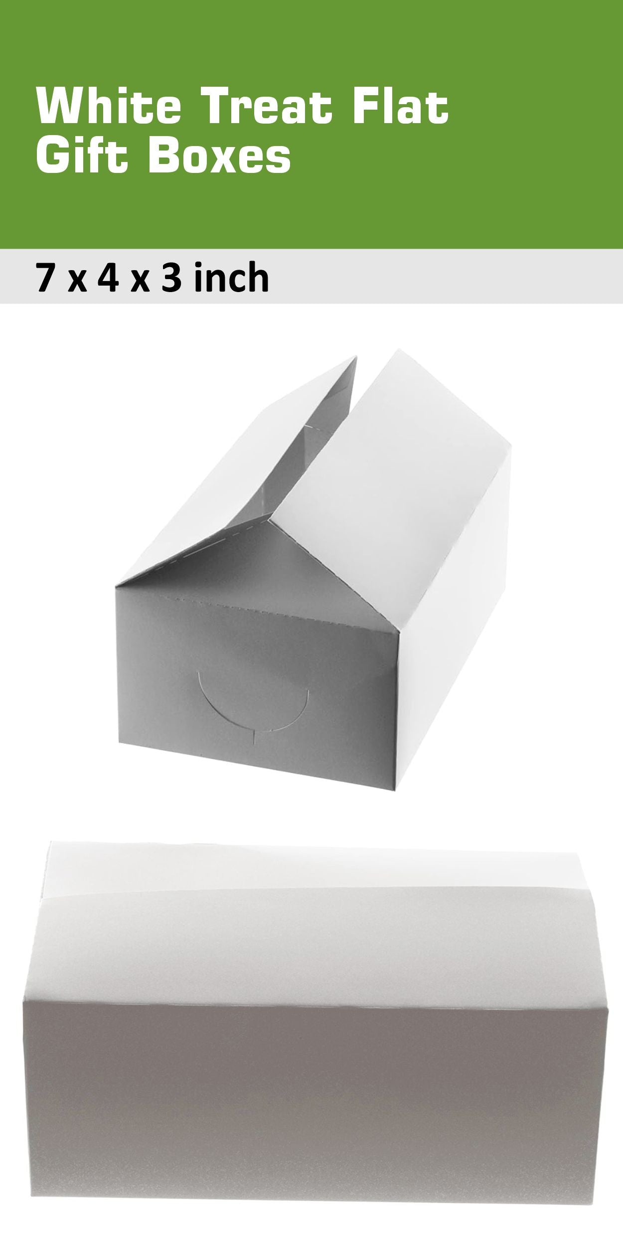 7" x 4" x 3" White Treat Flat Gift Boxes - Paper Snack Boxes, Flat Top Boxes, Barn Boxes - Bakery Box, White Gift Box, Birthday's, Weddings, Baby Shower Favor Box, To go Box, Chicken Box