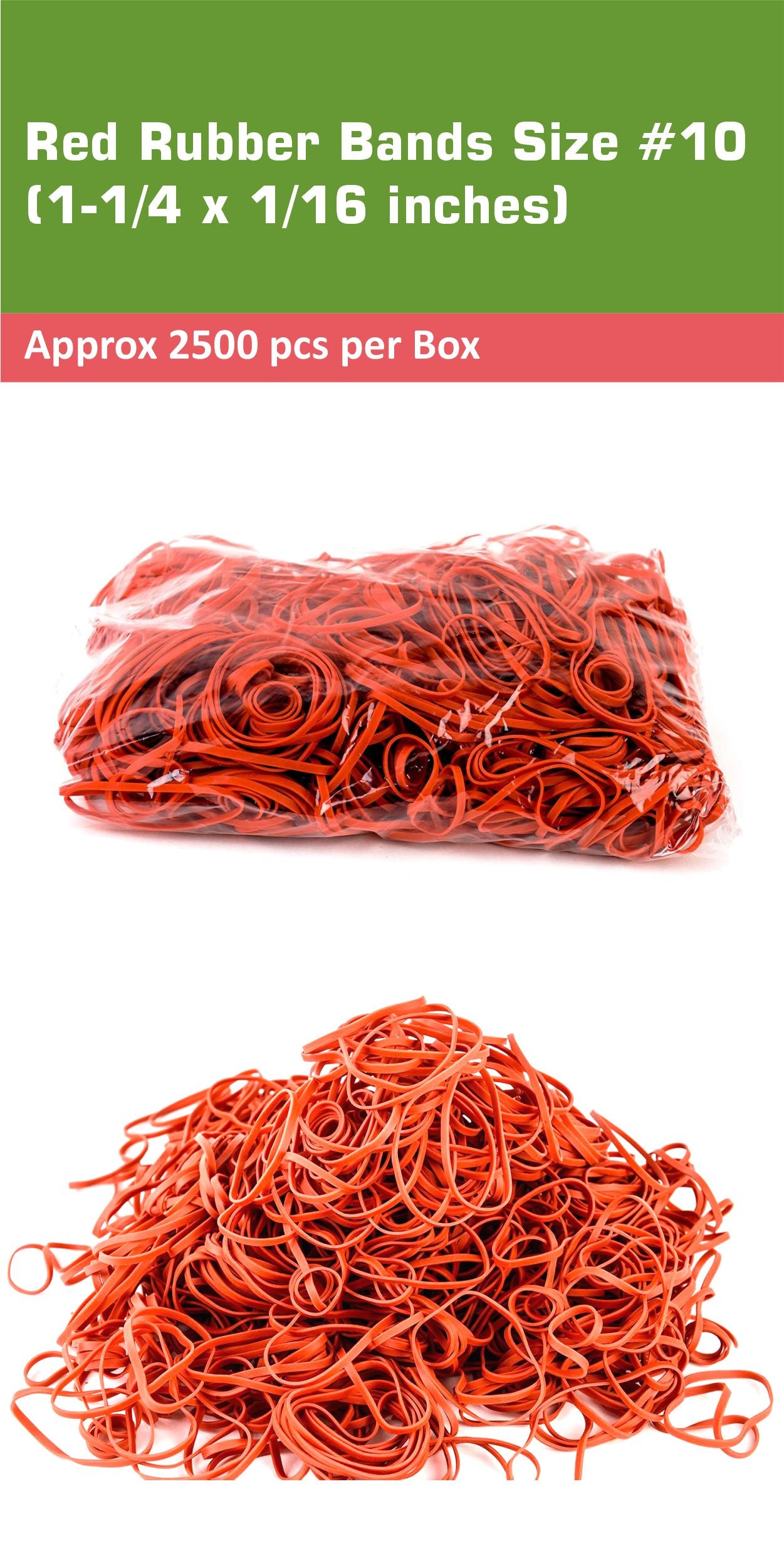 #10 Red Rubber Bands 3700pc Per Box (1-1/4" x 1/16")