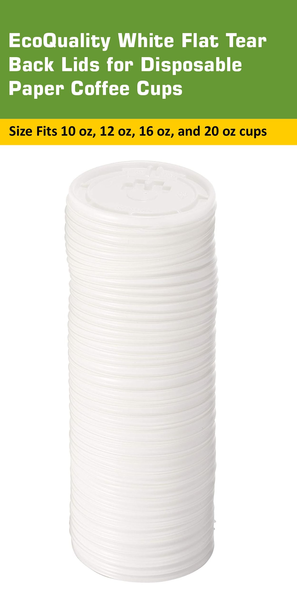 SOLO LB3081 8oz White Flat Tear Tab Lids for Hot Cups, For Deli Hot Coffee Cups, Tea Cups, Paper Cups, Lift Back and Lock Tab Cup Lids