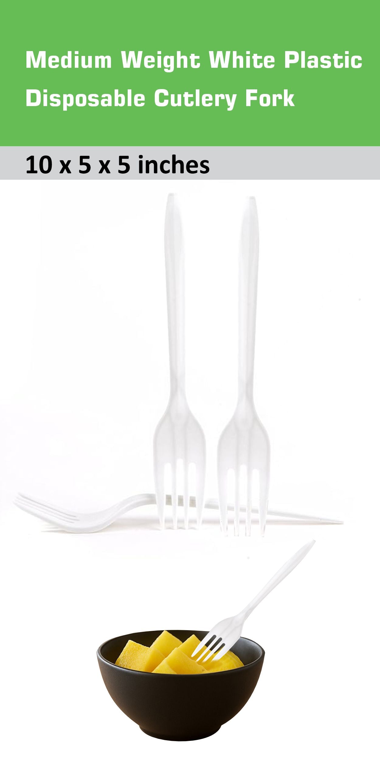 Disposable Plastic Cutlery Fork (1000 Count) Medium Weight White/Black Unwrapped - Great for Parties, Office, Lunch, Restaurants, Take-Out