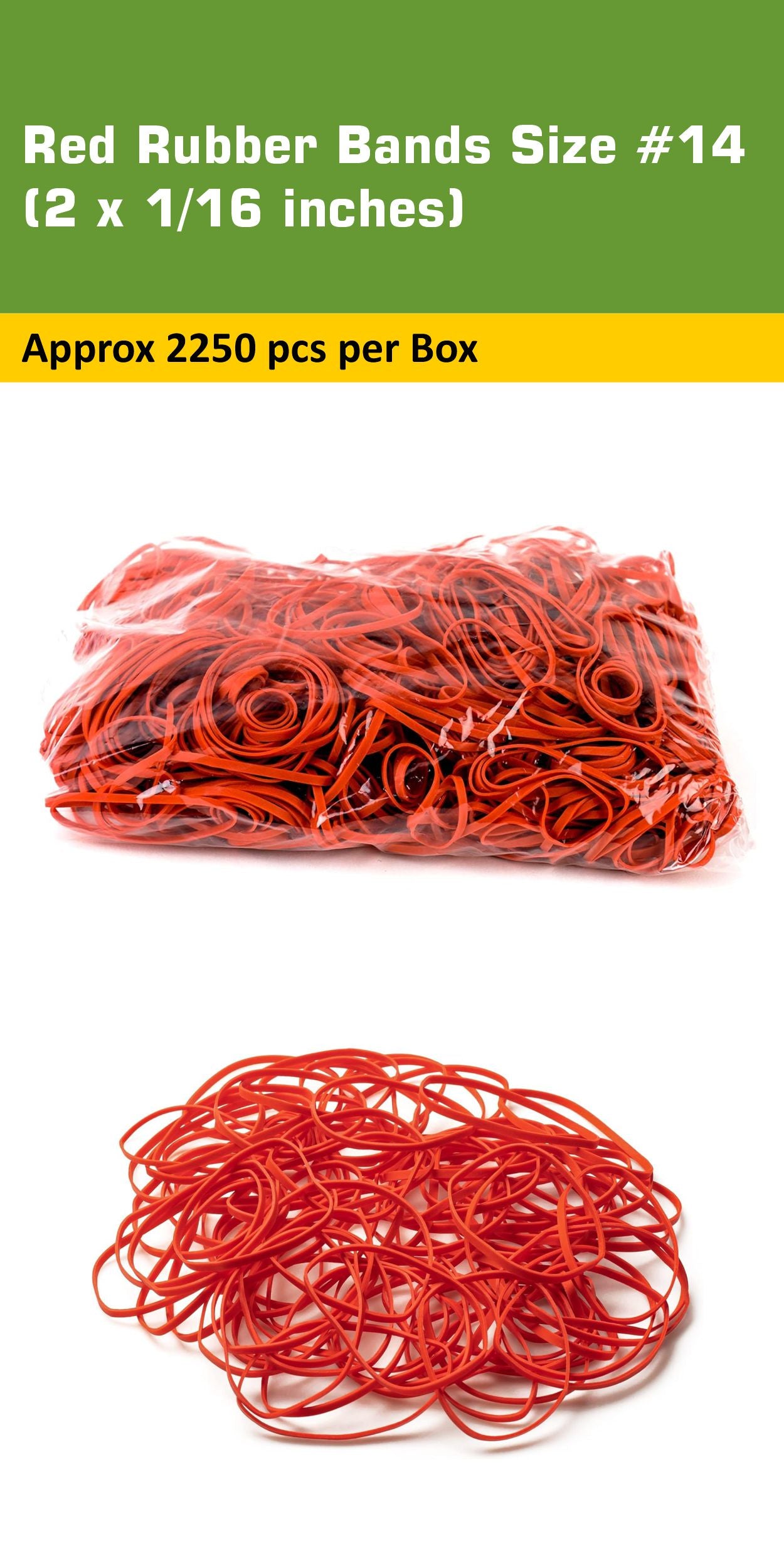 #14 Red Rubber Bands 2250pc Per Box (2" x 1/16")