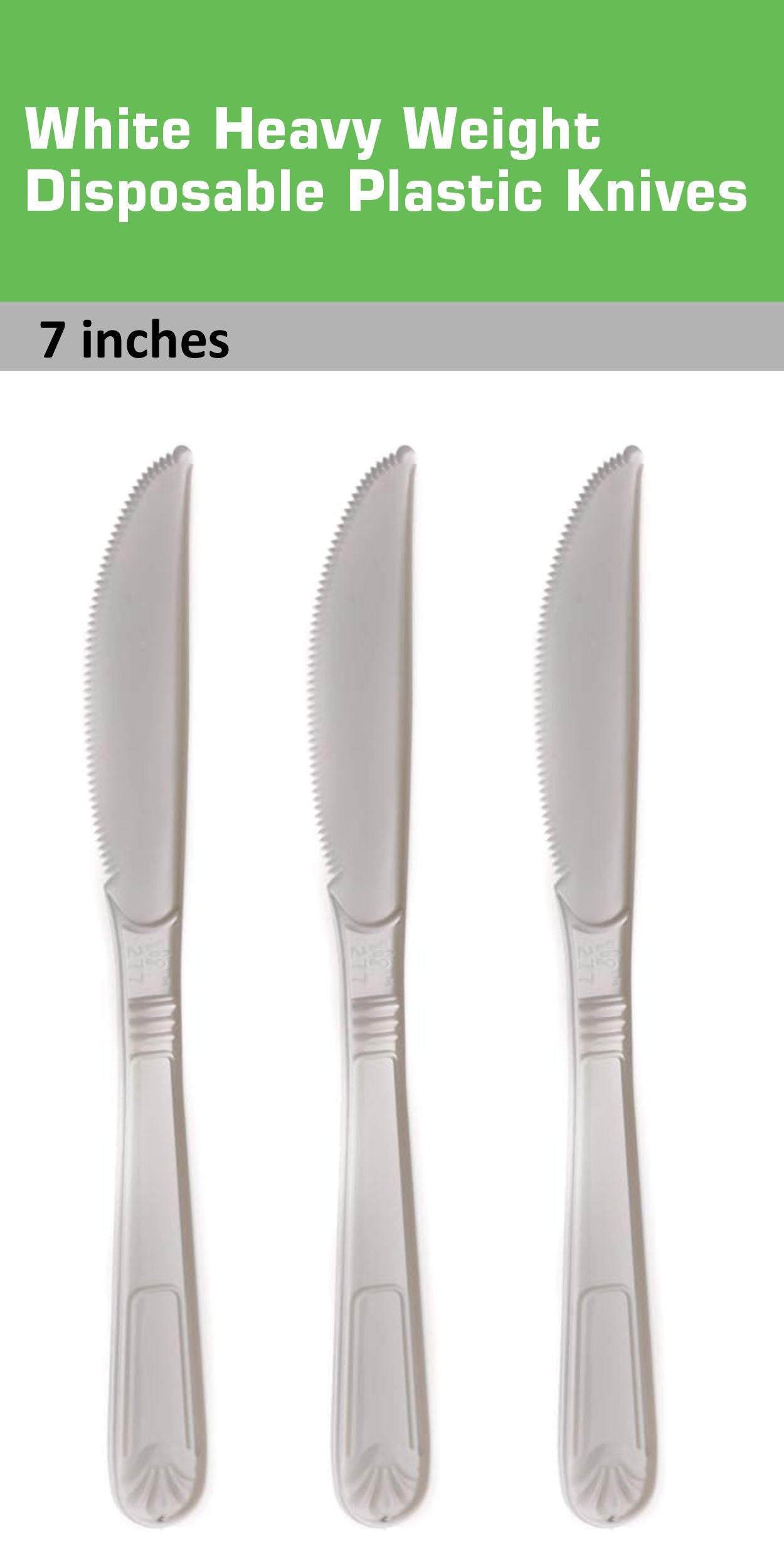 Disposable Plastic Heavy Weight Knives Black/White Unwrapped
