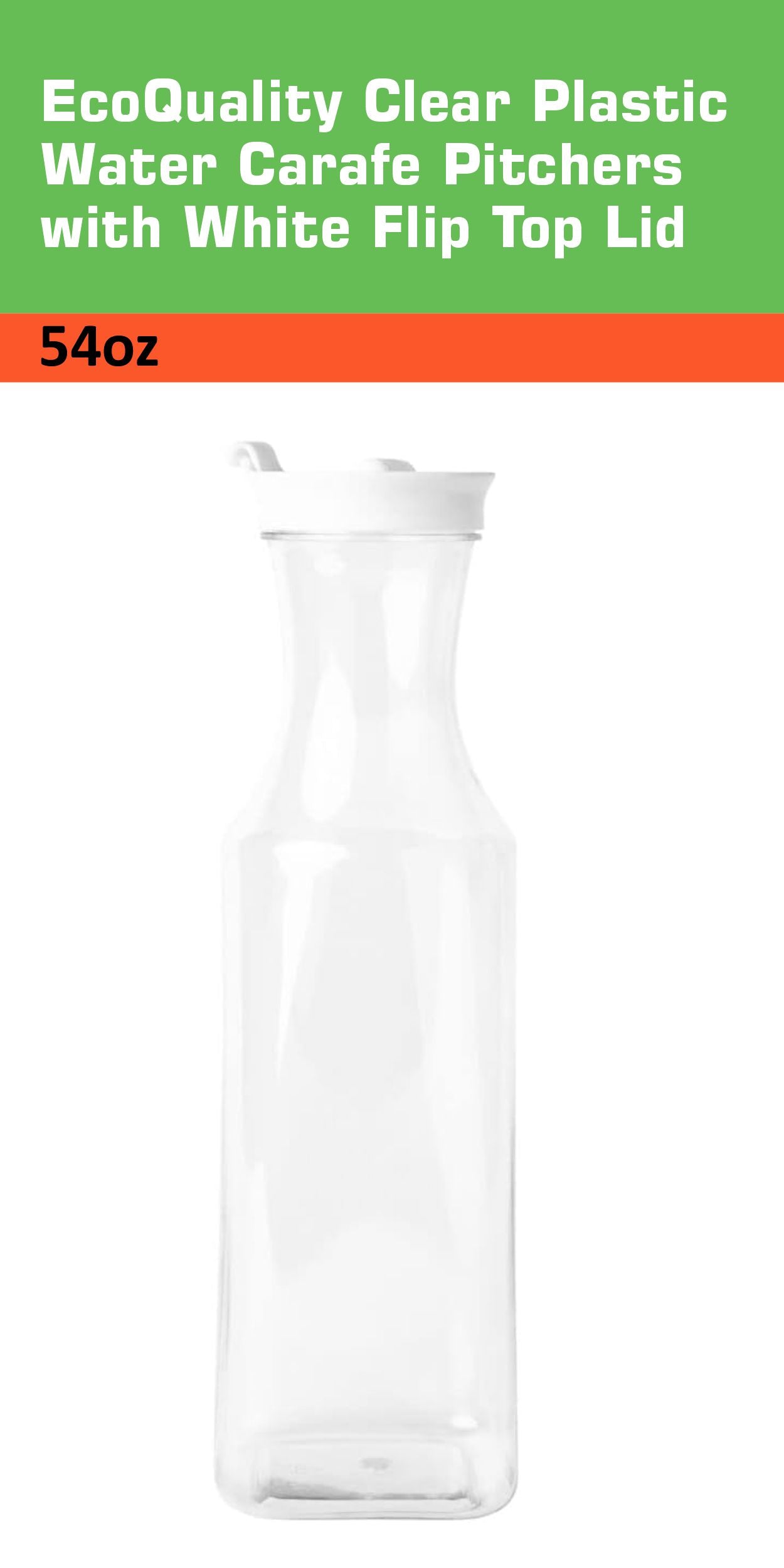 54oz Square Clear Plastic Pitcher with White Lid