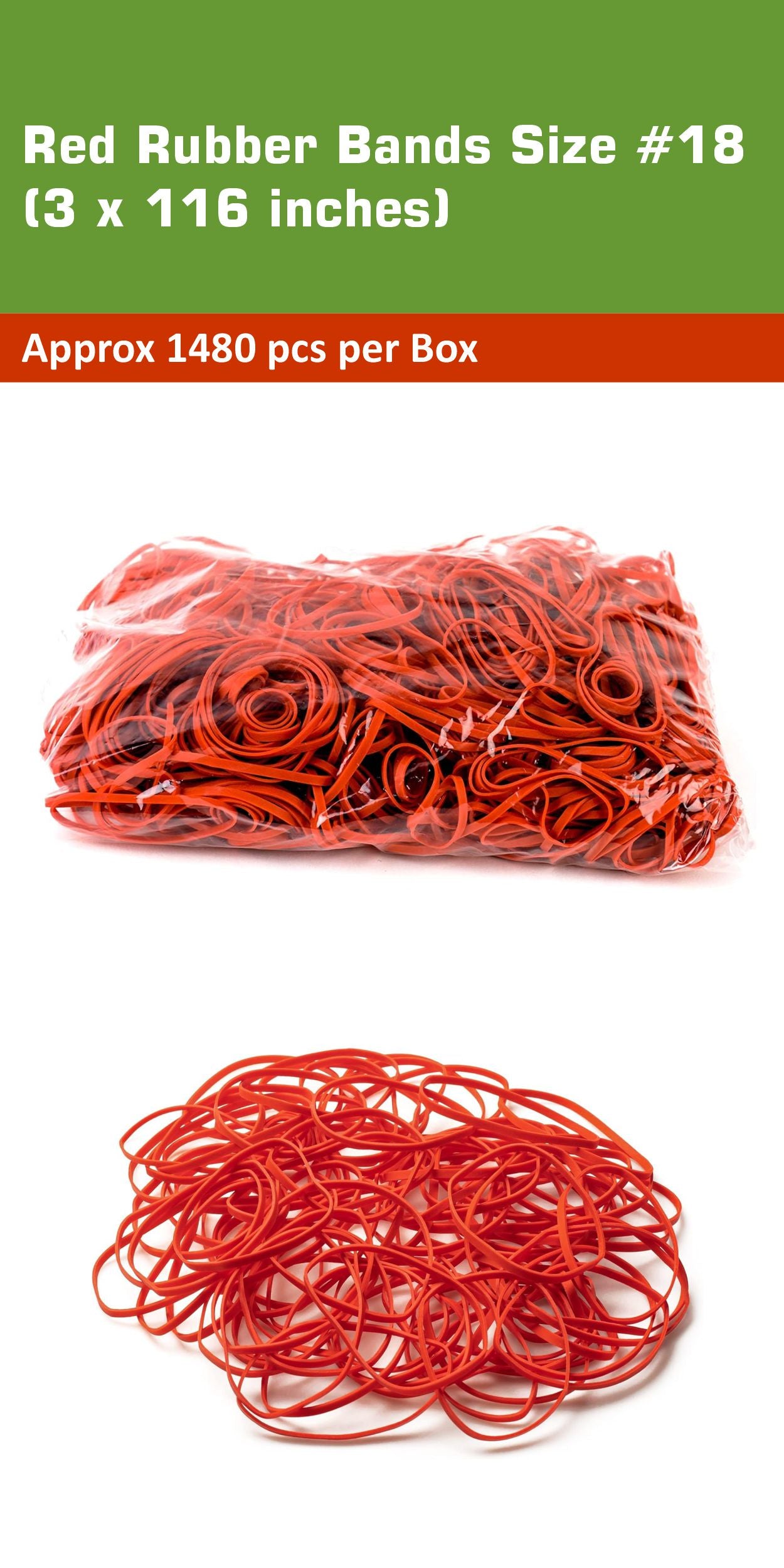 #31 Red Rubber Bands 1250pc Per Box (2-1/2" x 1/8" )