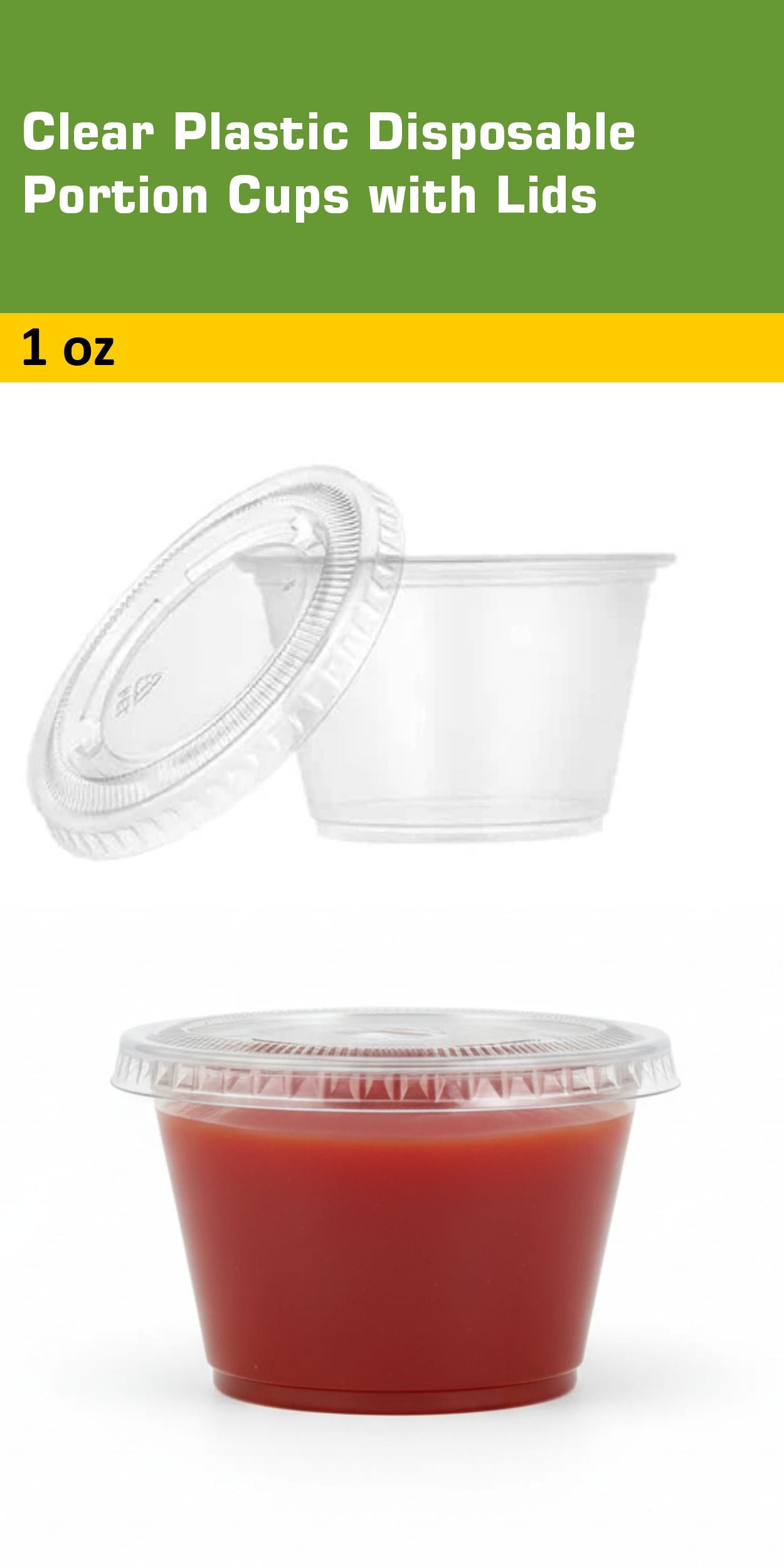 Clear Leak Proof Plastic Condiment Souffle Containers with Lids, Disposable - Perfect for Sauces, Samples, Slime, Jello Shots, Food Storage