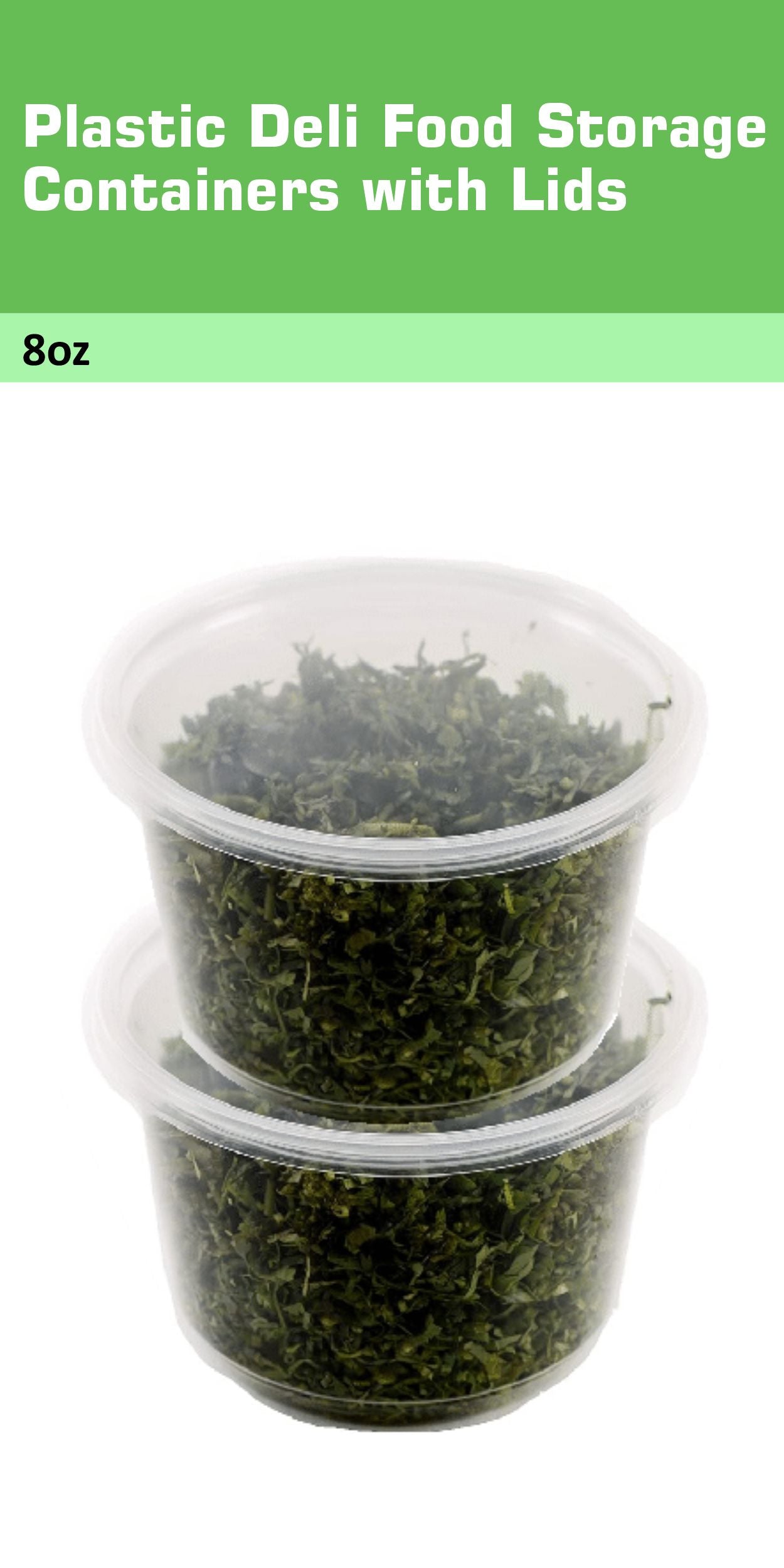 Round Plastic Deli Food Storage Containers with Lids Translucent Clear (8oz, 16oz, 32oz)