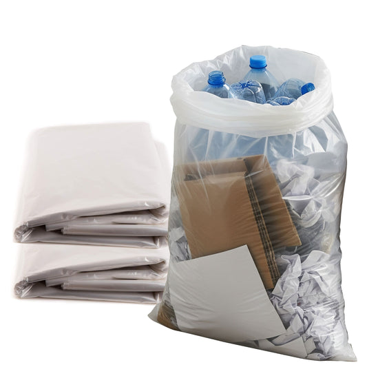 Plastic Strong Clear Recycling Trash Bags Wastebasket Receptacle Can Liner Large Heavy Duty Garbage Bags (13 gal, 30 gal, 39 gal, 46 gal, 50 gal, 58 gal)