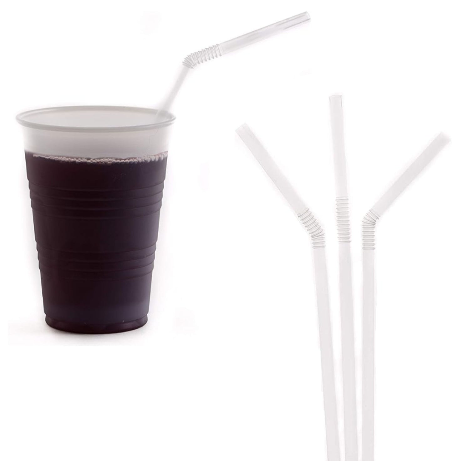 400pc Straws Clear Plastic Flexible Individually Wrapped BPA Free Plastic, Food Safe