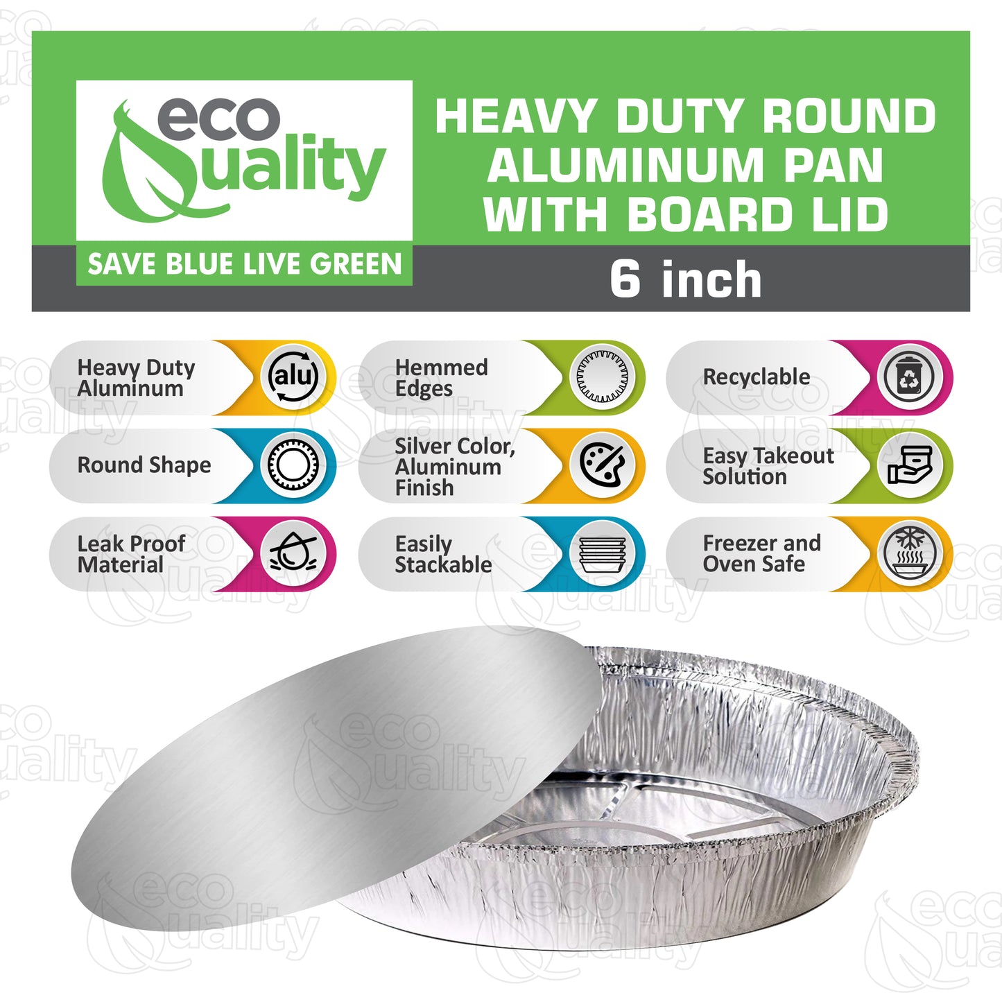 Disposable Round Aluminum Foil Takeout Pans with Flat Board Lids