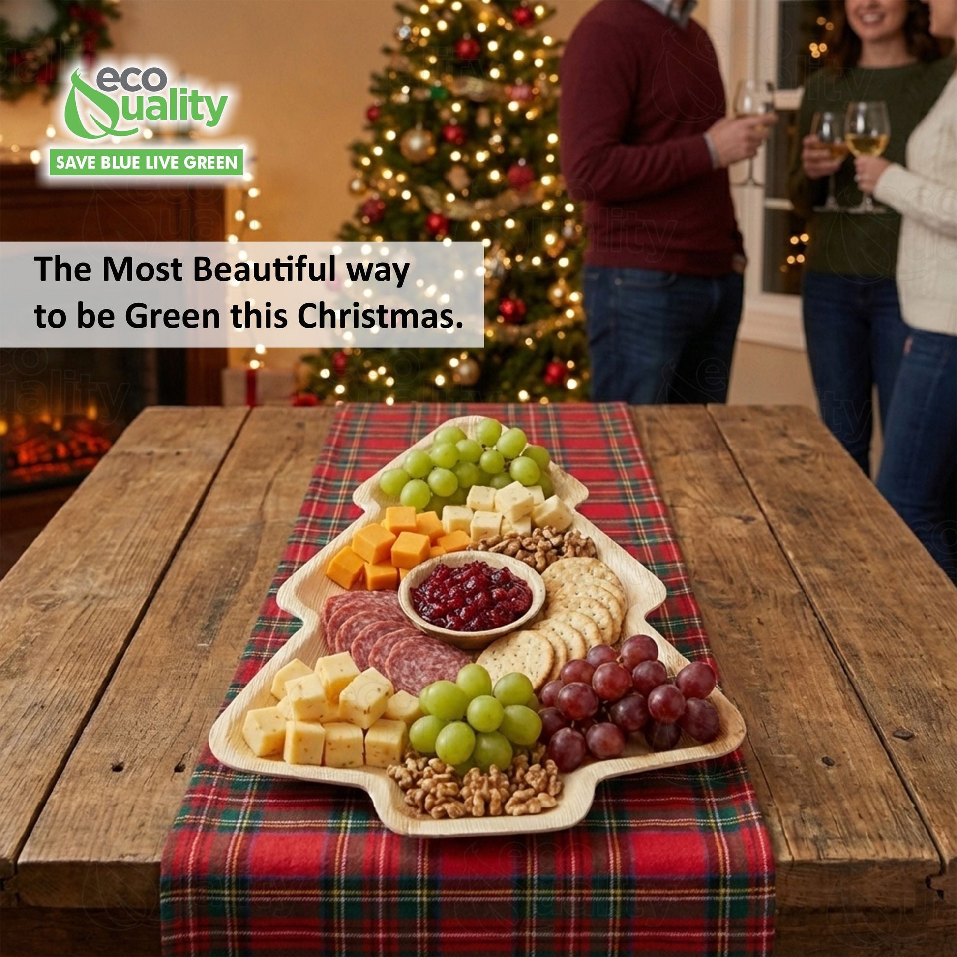 Christmas tree shaped palm leaf plates eco friendly disposable dinnerware