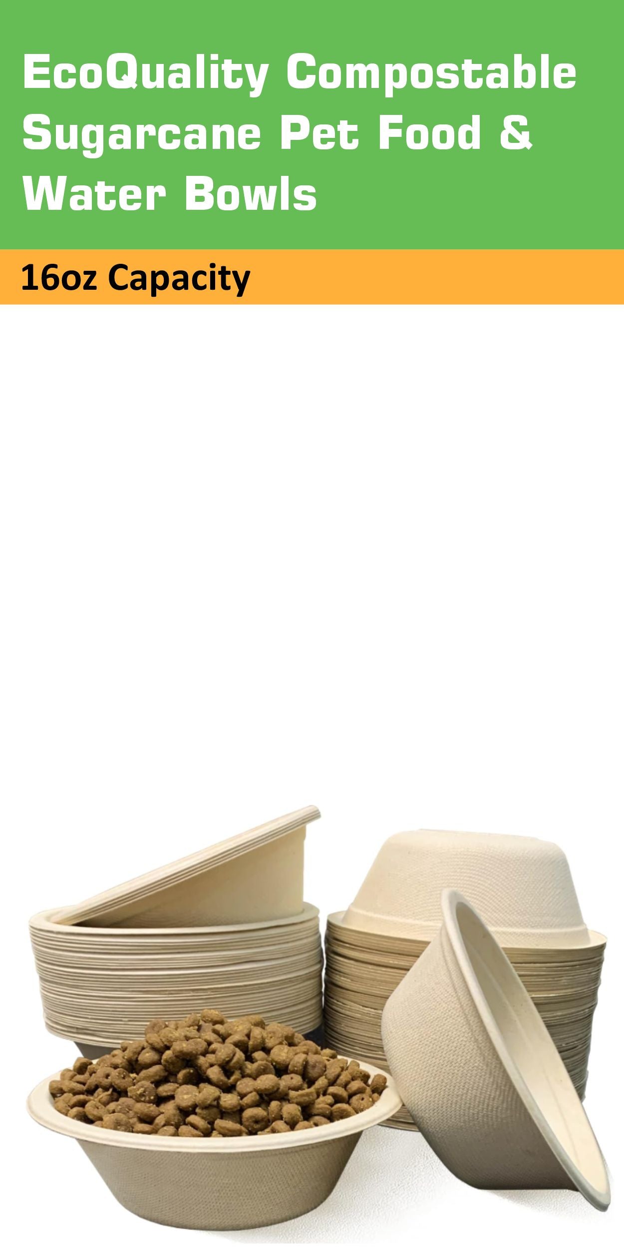 EcoQuality compostable 16oz dog pet bowls biodegradable eco friendly