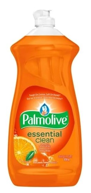 Palmolive Orange Dish Liquid, 4.27 L (145 fl oz) bottle, cuts grease and cleans dishes with a fresh, natural orange scent.