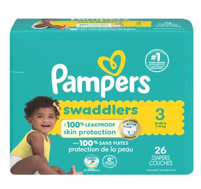 Pampers Swaddlers Active Baby Diapers, Size 3, 26 ct, soft, absorbent diapers with a flexible fit for active babies.