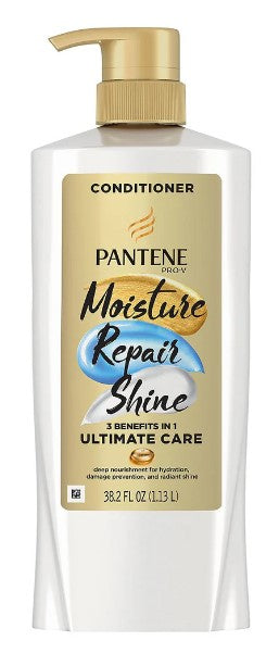 Pantene Pro-V Ultimate Care Shine Conditioner, 38.2 oz, nourishes damaged hair, repairs split ends, and restores smoothness and natural shine.