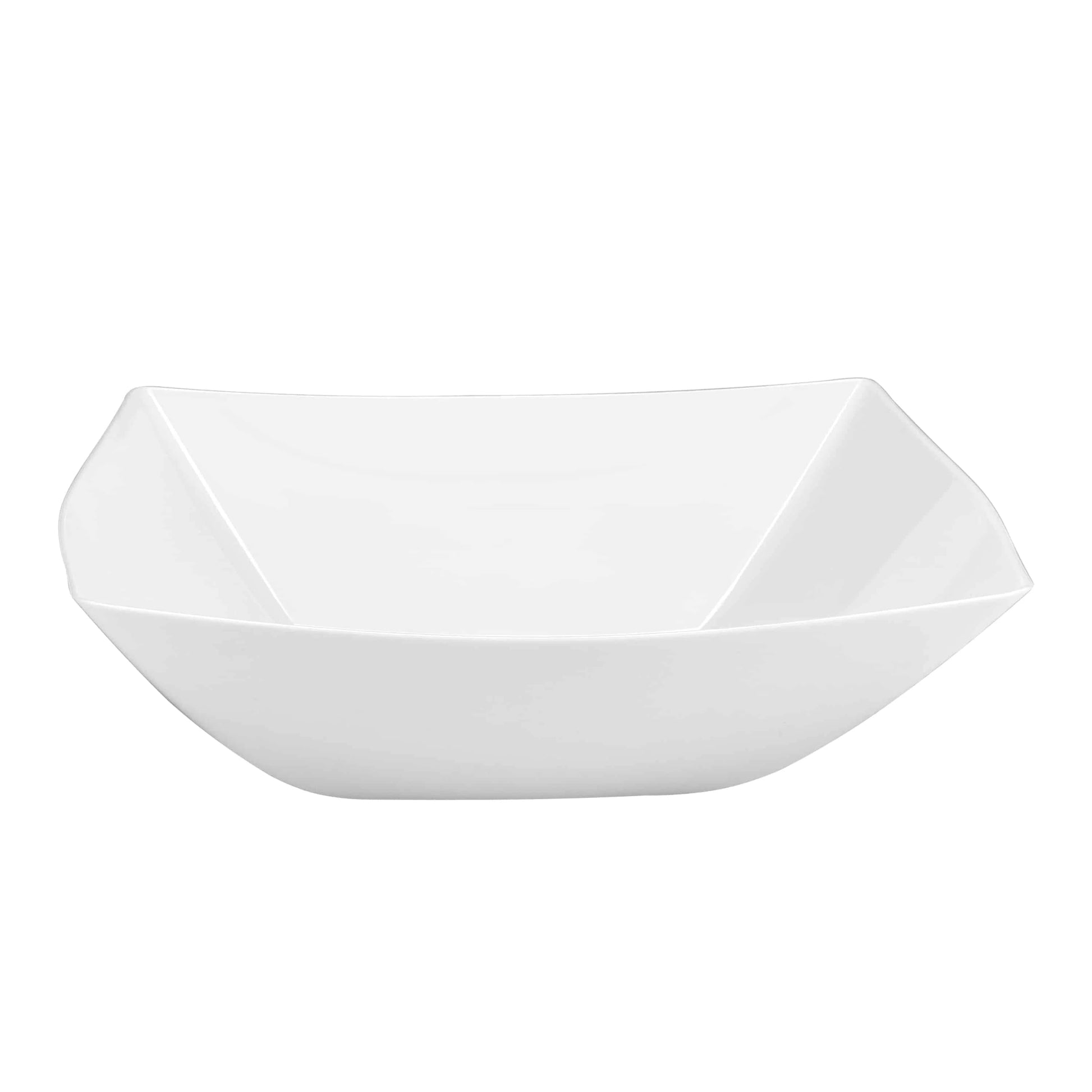 Elegant Fluted Square 34oz Bowl with stylish fluted edges, available in clear and pearl finishes, perfect for serving large portions of salads, snacks, or main dishes.