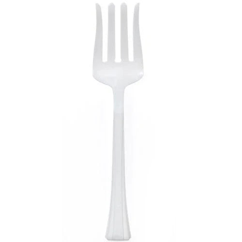 Durable and elegant Clear, Pearl, and Black salad fork for serving greens, fruits, and sides at weddings, events, or casual dining settings.
