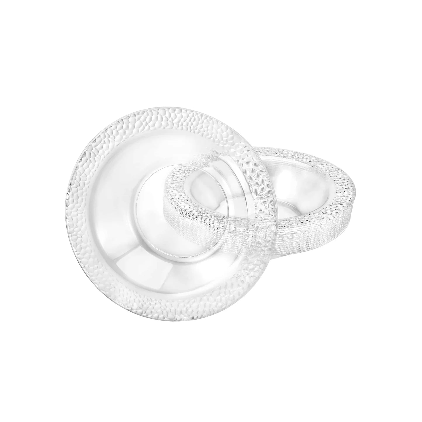 Pebbled Clear Bowls in 5oz and 14oz sizes; elegant disposable bowls ideal for soups, salads, desserts, and sides at weddings, formal events, and upscale gatherings