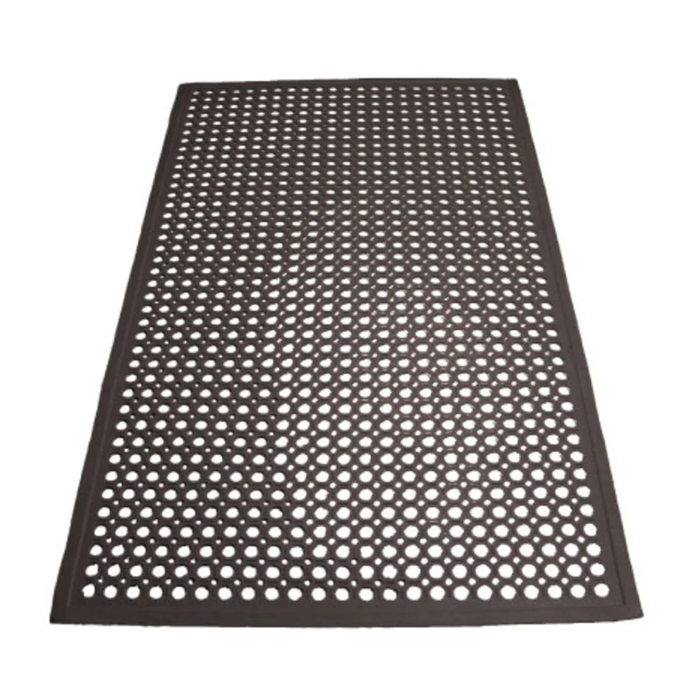 Winco RBM-35K/35R, 3'x5'x1/2 Beveled Edges Black/Red Rubber Floor Mat