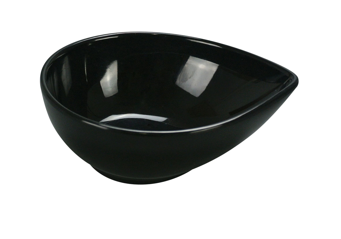 Yanco Waterdrop Shape Dish RM-704BK is a stylish and versatile addition to any table setting. With its elegant water drop shape and sleek black finish, this 4 oz. dish enhances food presentation while maintaining a modern aesthetic. Crafted from high-quality melamine, it offers the look of ceramic with superior durability, making it perfect for serving appetizers, sauces, desserts, or small sides. Its compact size makes it ideal for both casual and upscale dining environments. 
