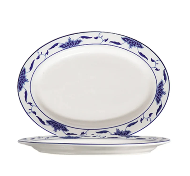 RSCAC-103-40 Oval Platter, 8 1/4", durable porcelain serving dish, C.A.C. restaurant dinnerware, 36 per case.