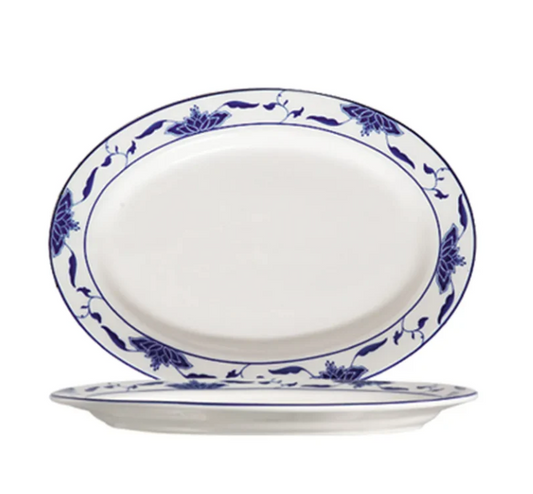RSCAC-103-40 Oval Platter, 8 1/4", durable porcelain serving dish, C.A.C. restaurant dinnerware, 36 per case.