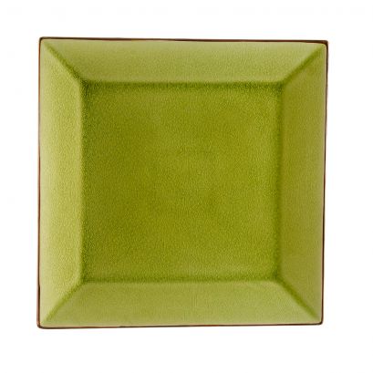 C.A.C. 11 1/2" Square Plate – Golden Green glazed porcelain, durable and stylish, perfect for restaurants and catering. 12 per case. SKU: RSCAC-6-S21-G.