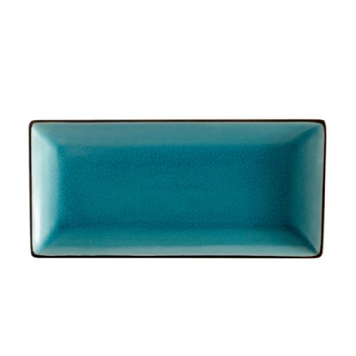 C.A.C. Rectangular Platter 11 1/2" – Lake blue glaze, elegant and durable, ideal for serving entrées, appetizers, or sushi in restaurants. SKU: RSCAC-666-13-BLU.