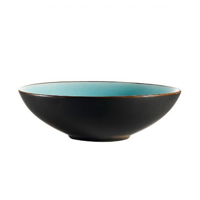 C.A.C. 30oz Soup/Salad Bowl – Lake Blue glazed porcelain bowl, chip-resistant and stylish, perfect for serving soups, salads, and pasta. Sold 12 per case. SKU: RSCAC-666-28-BLU.