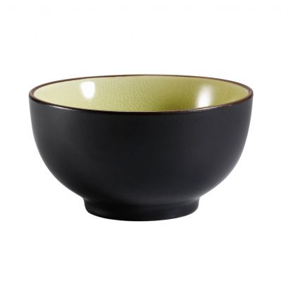 C.A.C. 4 3/4" Rice Bowl – Golden green glazed porcelain, chip-resistant and elegant, perfect for rice, side dishes, and desserts. Sold 36 per case. SKU: RSCAC-666-4-G.