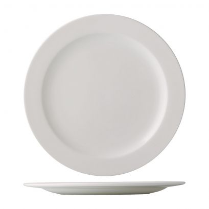 C.A.C. Plate with Medium Rim 9" – Durable, chip-resistant porcelain plate for entrées, salads, and appetizers. 24 per case. SKU: RSCAC-ALP-8.