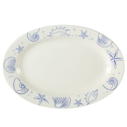 C.A.C. 15" Seashell Oval Platter in American White – Elegant and durable serving dish for restaurants, catering, and fine dining. 12/Case. SKU: RSCAC-ATC-51-AW.