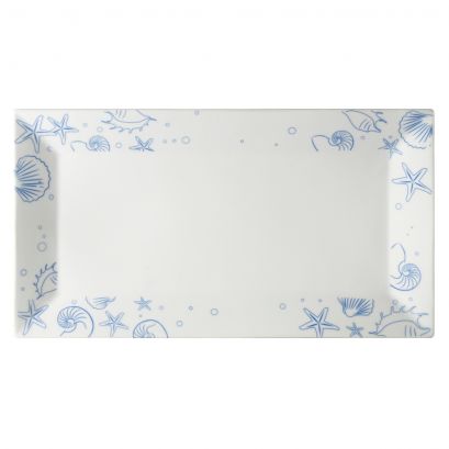 C.A.C. 18" Seashell Rectangular Platter in Porcelain White – Elegant and durable platter for fine dining and catering. 4/Case. SKU: RSCAC-ATC-RT81.