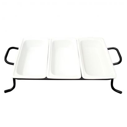C.A.C. 1/3 GN Pan x3 with 2 Divider Bars & Rectangular Rack, 12 3/4". Designed for catering, buffets, and professional kitchens. 4/Case. SKU: RSCAC-BF-G313.