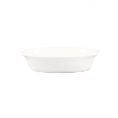 C.A.C. 6 3/4" Oval Baking Dish, 9oz capacity, perfect for baking and serving. Sold as 36 per case. SKU: RSCAC-BKW-9.
