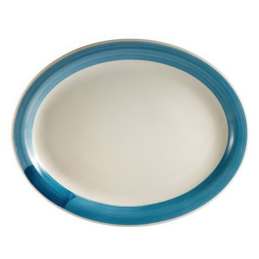 C.A.C. 10 3/8" Oval Platter, chip-resistant porcelain, ideal for serving entrées and appetizers. Sold as 24 per case. SKU: RSCAC-BLU-12.
