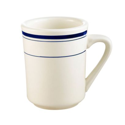 C.A.C. 8oz Ventura Mug, chip-resistant porcelain, perfect for coffee or tea. Sold as 36 per case. SKU: RSCAC-BLU-17.
