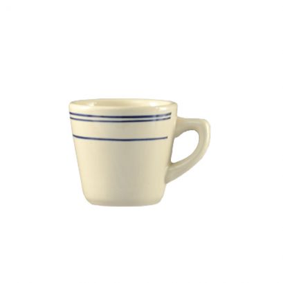 C.A.C. 7oz Tall Cup, 3 1/2" height, perfect for coffee, tea, and hot beverages. Sold as 36 per case. SKU: RSCAC-BLU-1.
