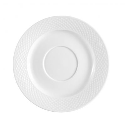 C.A.C. 6" Porcelain Saucer, designed for BST-1-S stacking cups. Durable and chip-resistant. SKU: RSCAC-BST-2.
