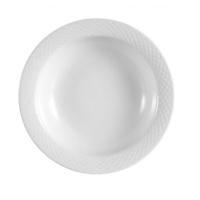 C.A.C. 4 1/2" porcelain fruit dish, 3.5oz capacity, ideal for restaurants and catering. SKU: RSCAC-BST-32.
