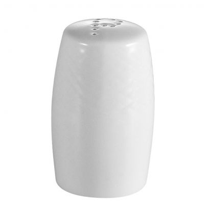 C.A.C. white porcelain pepper shaker, 1 3/8", designed for restaurant and café use. SKU: RSCAC-BST-PS.
