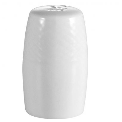 C.A.C. white porcelain salt shaker, 1 3/8", designed for restaurant and café use. SKU: RSCAC-BST-SS.
