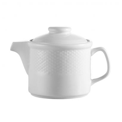 C.A.C. white porcelain teapot, 15oz, featuring a smooth pour spout and ergonomic handle. Perfect for restaurants and cafés. SKU: RSCAC-BST-TP.