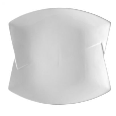 C.A.C. white porcelain rectangular plate, 10 3/4", perfect for serving appetizers, entrées, or desserts in restaurants and catering. SKU: RSCAC-BTF-16.
