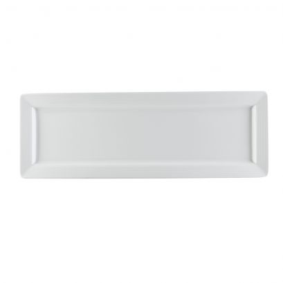 C.A.C. 16 1/4" long deep rectangular platter, high-quality porcelain, case of 12. Ideal for sushi, seafood, and elegant food presentation. SKU: RSCAC-CBS-461.
