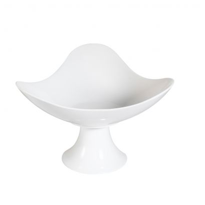 C.A.C. 12 3/4" Cake/Fruit Dish with Foot – Elegant, chip-resistant porcelain display dish for cakes, pastries, and fruits. 4 per case. SKU: RSCAC-CFST-13.