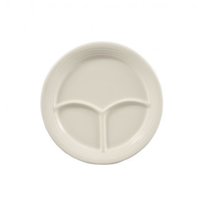 C.A.C. 9 1/2" 3-Compartment Round Plate – Durable, chip-resistant porcelain plate with three sections for organized meal service. 24 per case. SKU: RSCAC-CMP-9.
